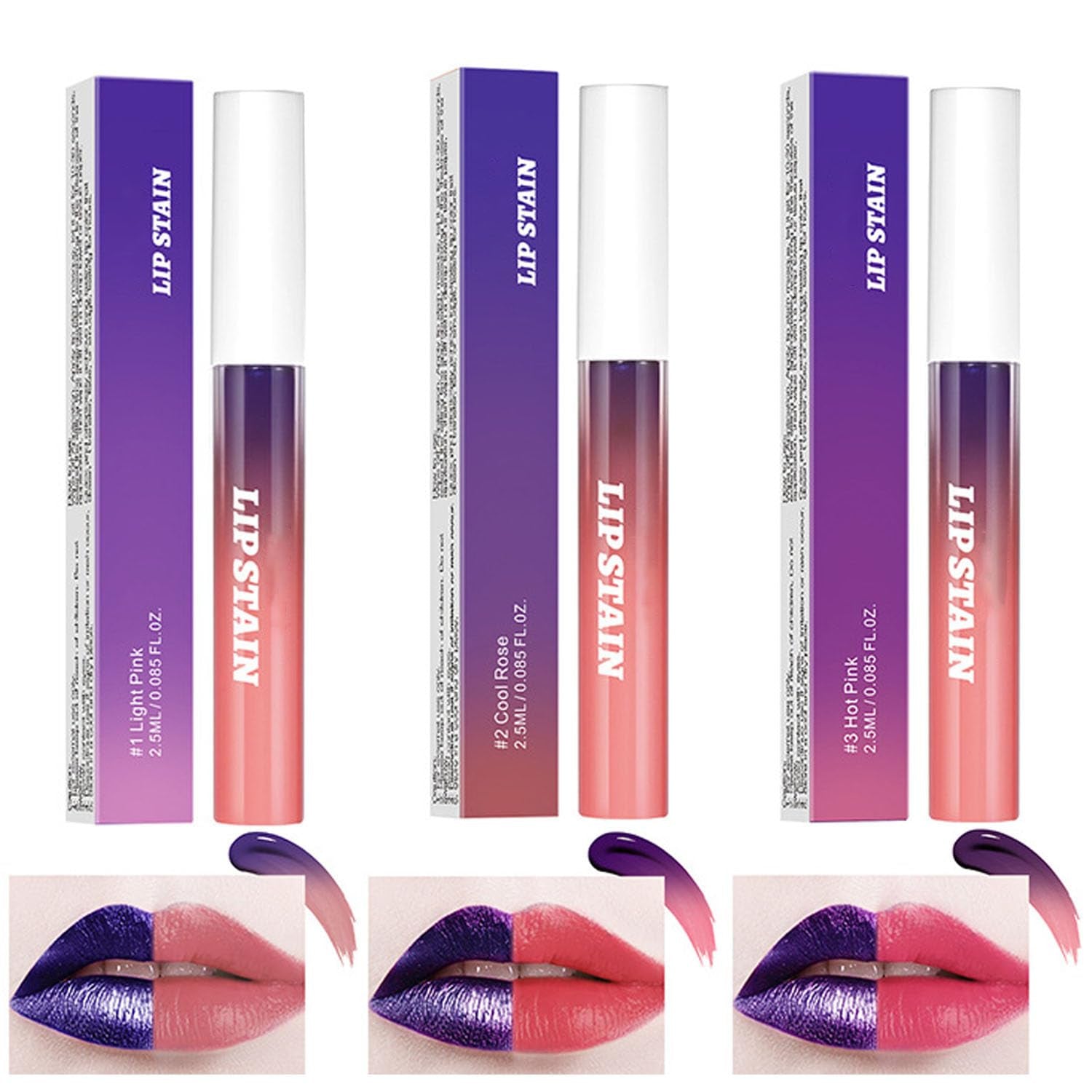 3PCS Peel off Lip Stain, Matte Peel off Lip Gloss Long Wear Lip Stain Peel off Lipstick Set, Waterproof Highly Pigmented Peel off Lip Tint Stain (Pink, 1)