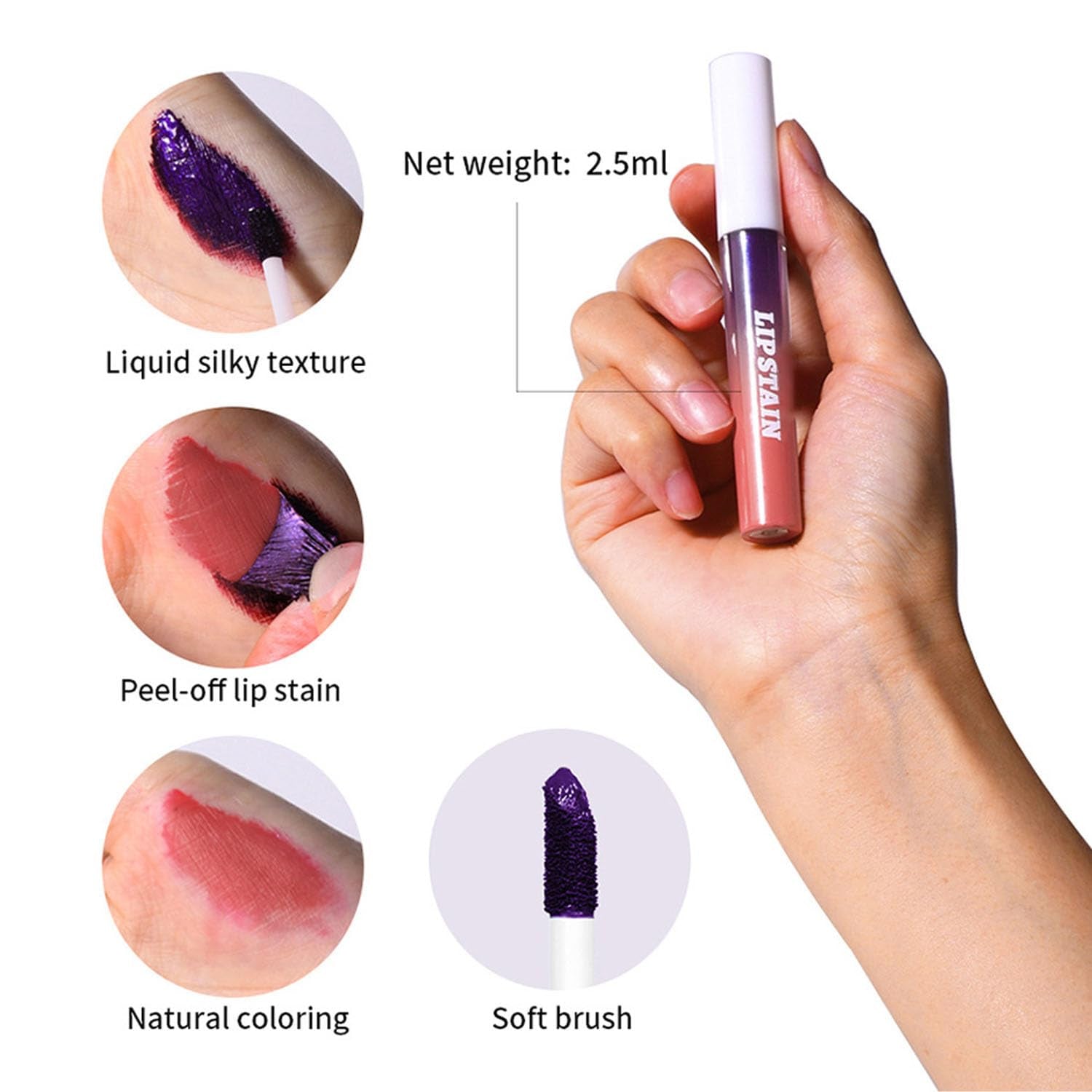 3PCS Peel off Lip Stain, Matte Peel off Lip Gloss Long Wear Lip Stain Peel off Lipstick Set, Waterproof Highly Pigmented Peel off Lip Tint Stain (Pink, 1)
