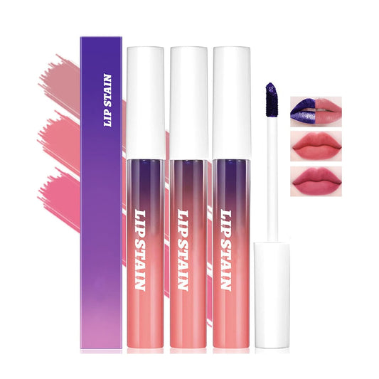 3PCS Peel off Lip Stain, Matte Peel off Lip Gloss Long Wear Lip Stain Peel off Lipstick Set, Waterproof Highly Pigmented Peel off Lip Tint Stain (Pink, 1)